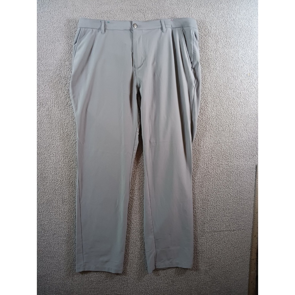 Adidas Golf Pants Mens 40x34 Gray Stretch Performance Flat Front Lightweight